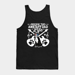 Rockin The Amstaff Dad Life Dog Lover Guitar Musician Tank Top